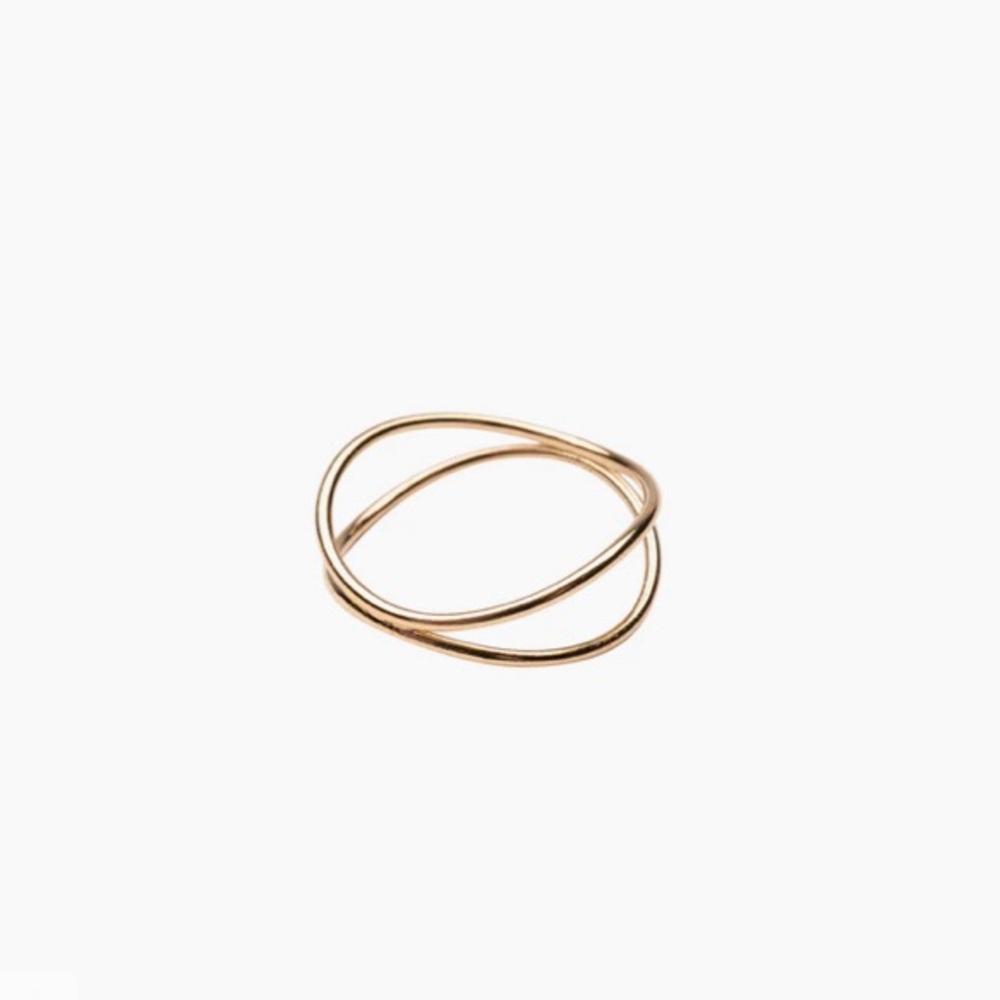 Gold Double-Band Wave Ring - Picture 1 of 5